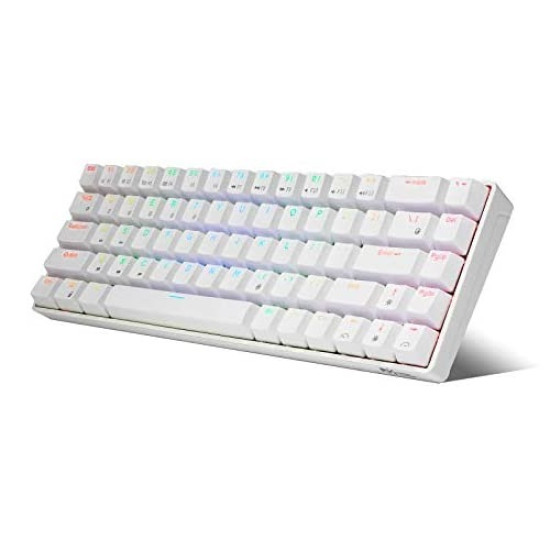 ROYAL KLUDGE RKG68 Hot Swappable Blue Switch Wireless Mechanical Gaming Keyboard White